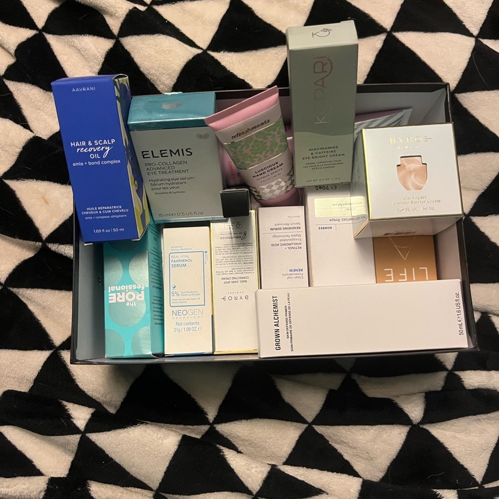 Mystery box of unopened unused beauty products